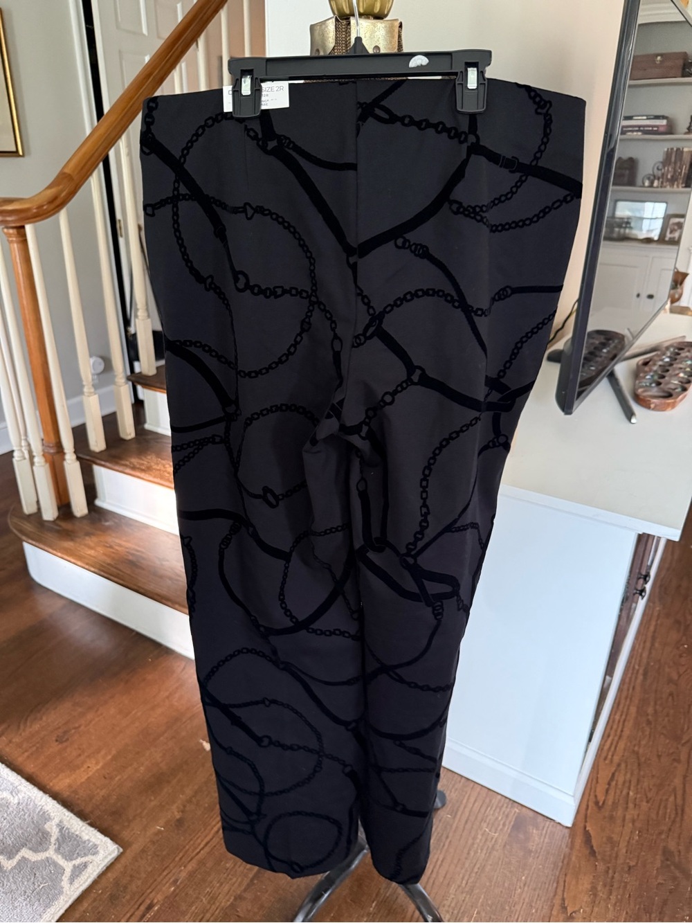 NWT Chicos Juliet Flare Flocked Trouser Pants Velvet Chain 2R 12 equestrian - Picture 7 of 8